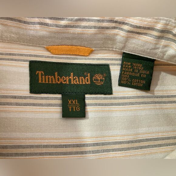 Timberland Shirt Men’s XXL Tan Black Stripe Button Up Long Sleeve Casual Outdoor - Picture 7 of 10